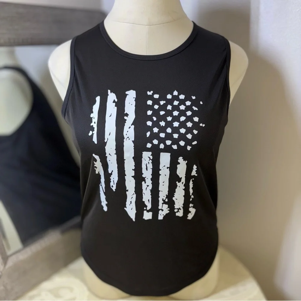 Black Muscle Tee with Graphic Design